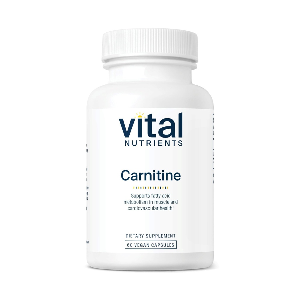 重要营养物质 Carnitine 500mg → L-Carnitine 心脏健康支持补充 → Vegan 能量支持补充 → Gluten,乳品,Soy Free → Non-GMO → 60 Capsules