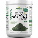 Zazzee USDA 有机螺旋粉,2.2英镑(1KG),303枚服务品,认证科舍尔,100%纯度,非辐照,无弥撒宽嘴容器,新鲜气味和中性味,非GMO,美国制造