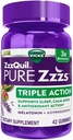 ZzzQuil Pure Zzzs 三重动作 Gummy Melatonin 睡眠补充, 21 Counter (Pack of 2), 42.0 Counter