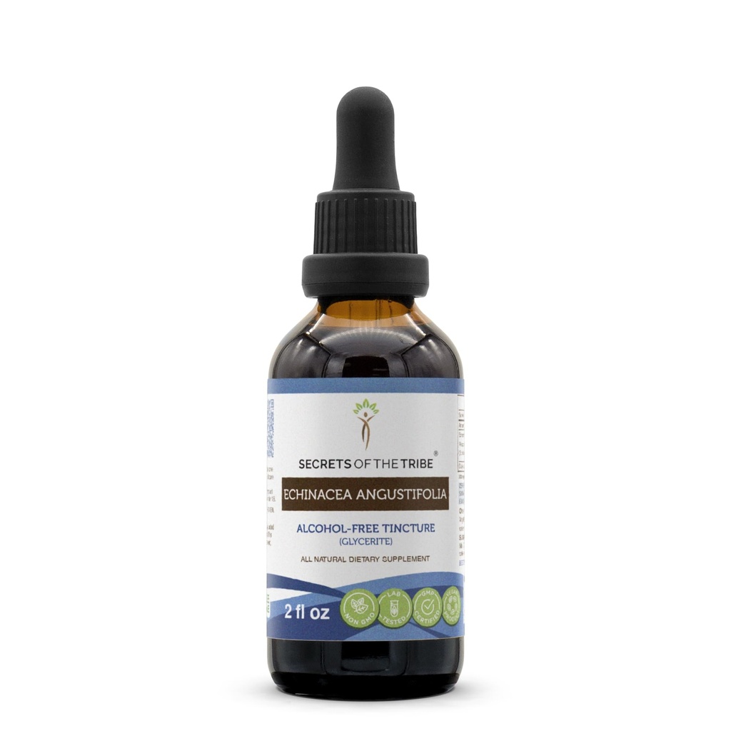 Echinacea Angustifolia Tincture 无酒精液体提取器的秘密,负责种植Echinacea Angustifolia干根(2 FL OZ)