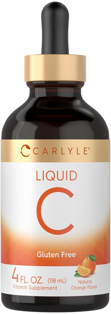 Carlyle Vitamin C Liquid 4 fl. z 橙色Flavor | Vegan, Non-GMO, Gluten Free Supplement (英语).