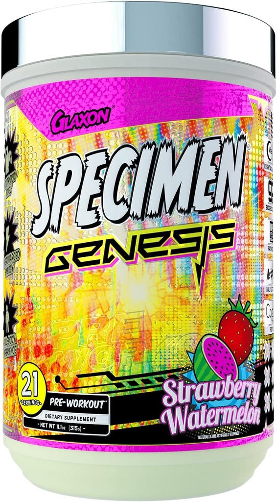 Specimen Full Spectrium 高兴奋剂 预选工作粉 + 超充电能量和肌肉泵 + 聚焦和水分 + 远射火焰(草莓西瓜 V3)