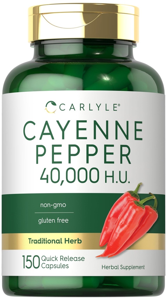 Carlyle Cayenne Pepper Capsules = 40000 HU = 非 GMO 和 Gluten 免费补编