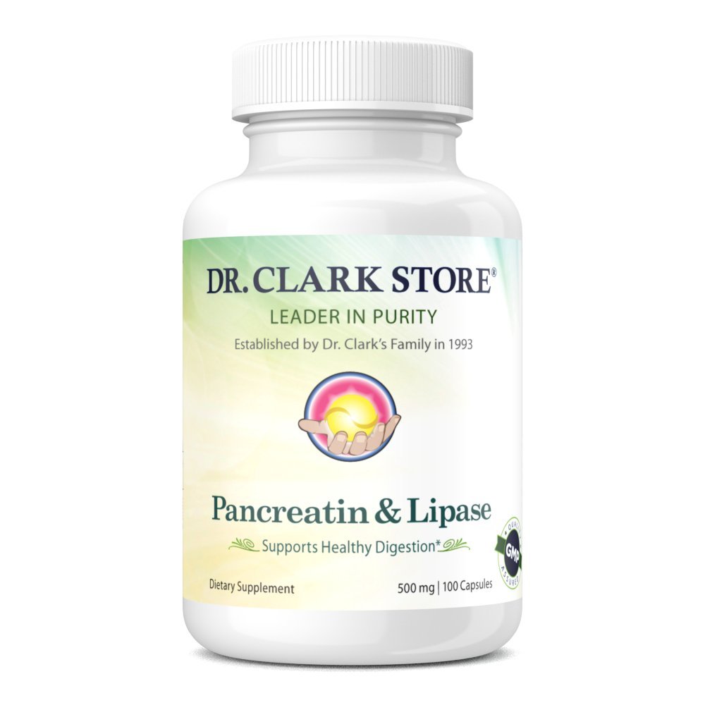 Clark Pancreatin博士和Lipase Enzyme 补编,500mg,100 Gelatin Capsules