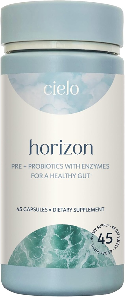 Cielo Daily Horizon Prebiotics - 男子和妇女的抗生素 - 成人体格健康日间抗生素 20亿 CMFO - 含有消化酶 营养素消化综合剂(45天供应)