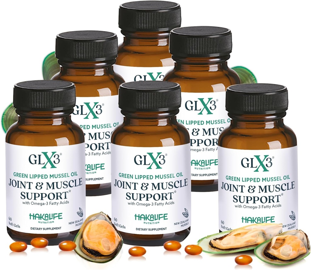 GLX3 超强绿色浸泡紫苏油盖 - 长升联合舒适补充 - 支持Aches, Soreness - Omega 3 & Chondroitin Sulfate 6 Pack