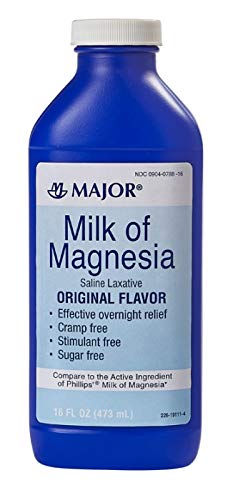 Major Milk of Magnesia Saline Laxative - 原始火焰 - 有效的过夜救济 - 无兴奋剂,无糖 - 16 Fl Oz