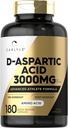 Carlyle D Aspartic Acidic Capsules 3,000mg + 180 Counter + 180 DAA 男女补品 + 高级运动员配方 → 非GMO & Gluten Free