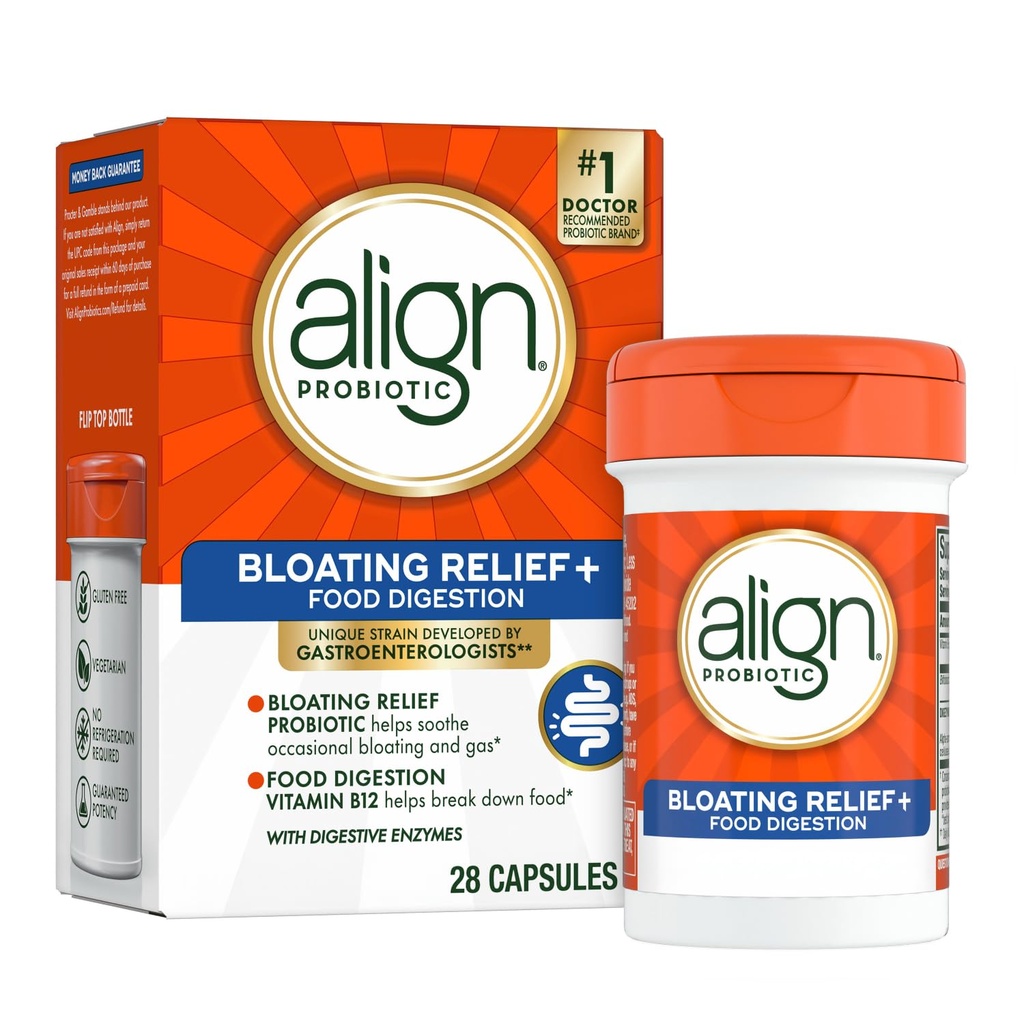 Probiotic Bloating Relief + Food Digestion, Probiotics for Women and Men, # 1 Doctor Agreed Brand‡, 促进消化性健康和帮助支持食物代谢*, 28 Capsules