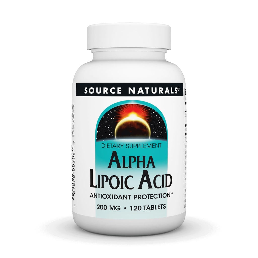 来源 天然 α Lipoic Acid 200 mg 支持健康糖代谢、肝功能和能源生成 - 120 片