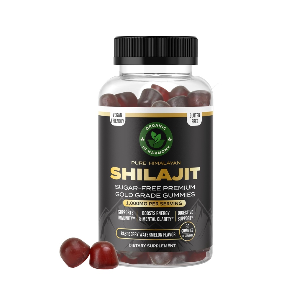 30,000 MG 纯有机Shilajit Gummys for Men and Women,无糖Shilajit补编,85+ Trace Minerals & Fulvic Acid - 改进凝聚和混合,豁免和能源,60 Gummys.