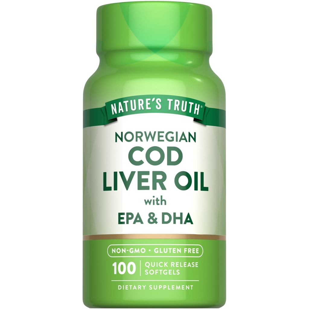 Nature's Truth 挪威鳕鱼肝油 |100软胶 |与EPA & DHA | Non-GMO & Gluten免费补充