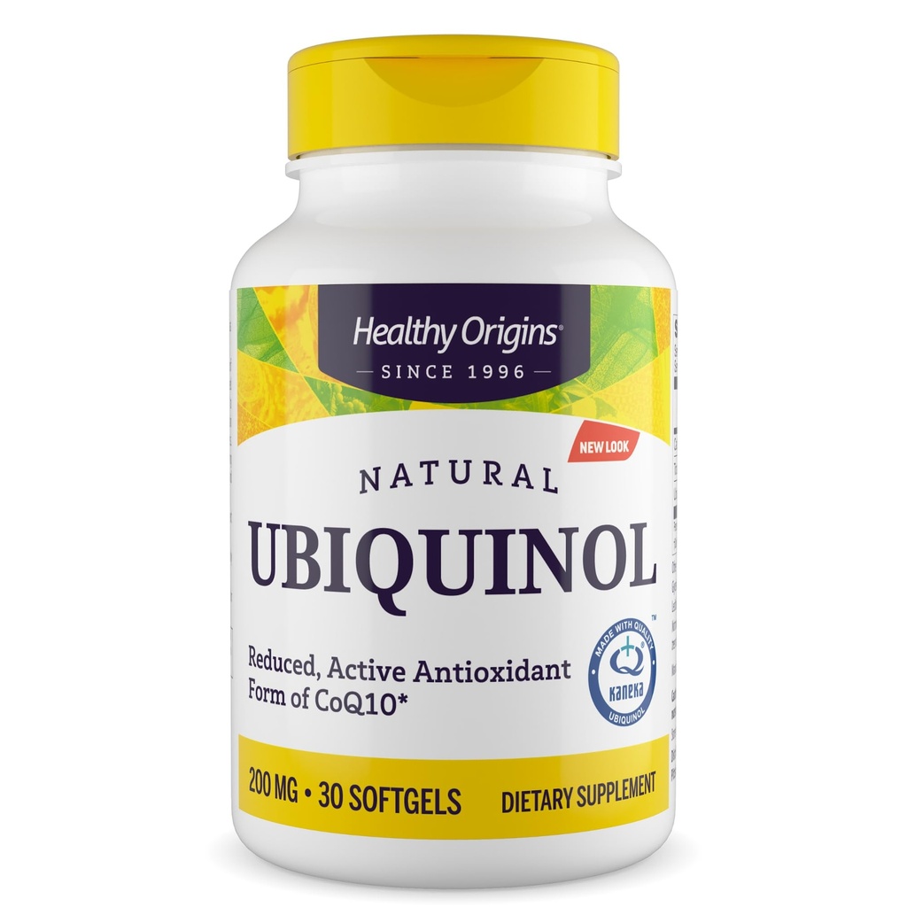 健康原产地 Ubiquinol(CoQ10活性形式),200毫克 - Ubiquinol 补充剂用于心脏健康和抗氧化剂支持 - Gluten-Free & Non-GMO 补充剂 - 30 Softgel
