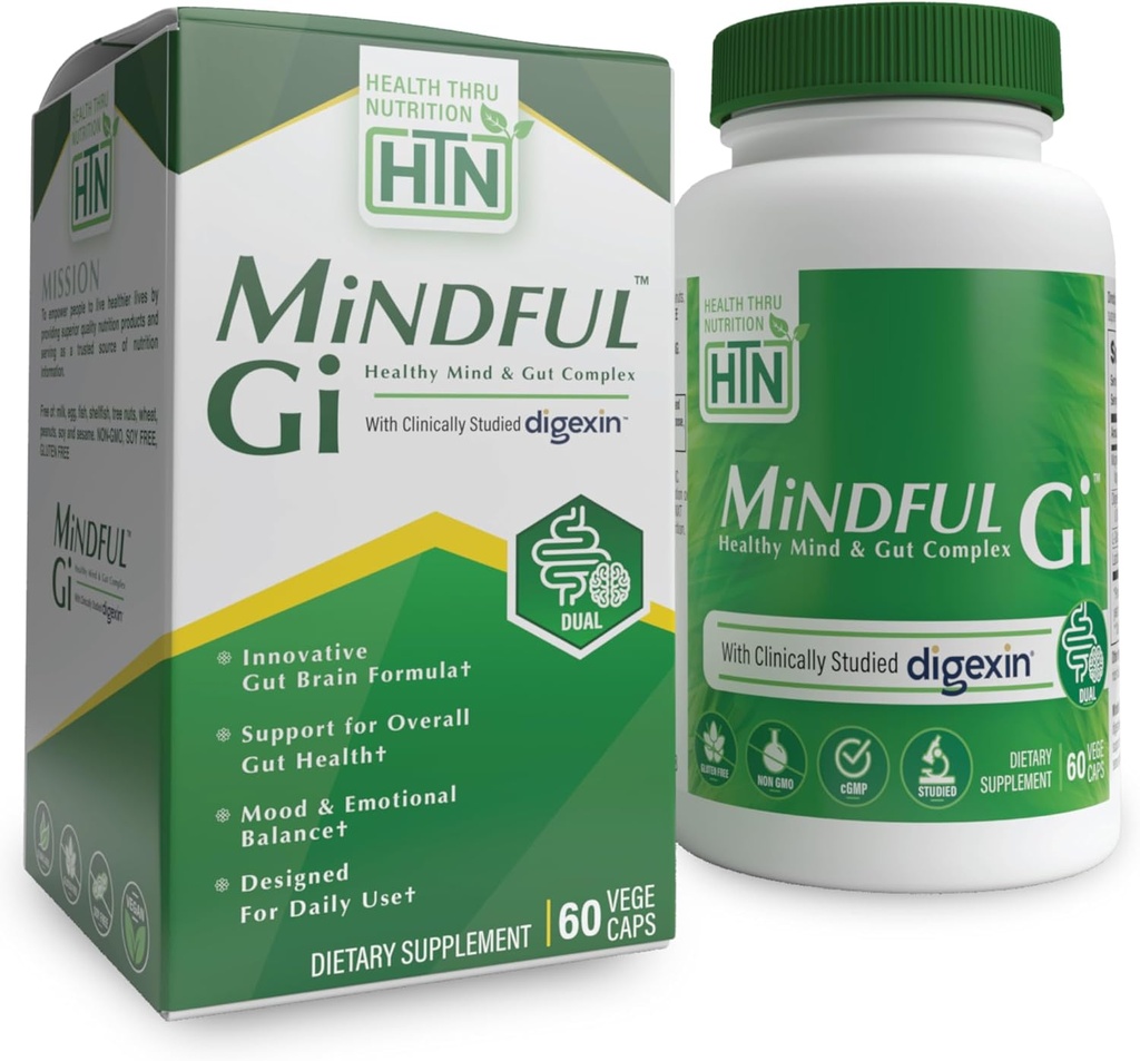 健康营养 心智GI - 健康心智与古特复合体 – 配有Digexin,镁,L-Glutamine,以及Gut-Brain轴支持的Probiotic – 常规性,布局性,冷静性补充
