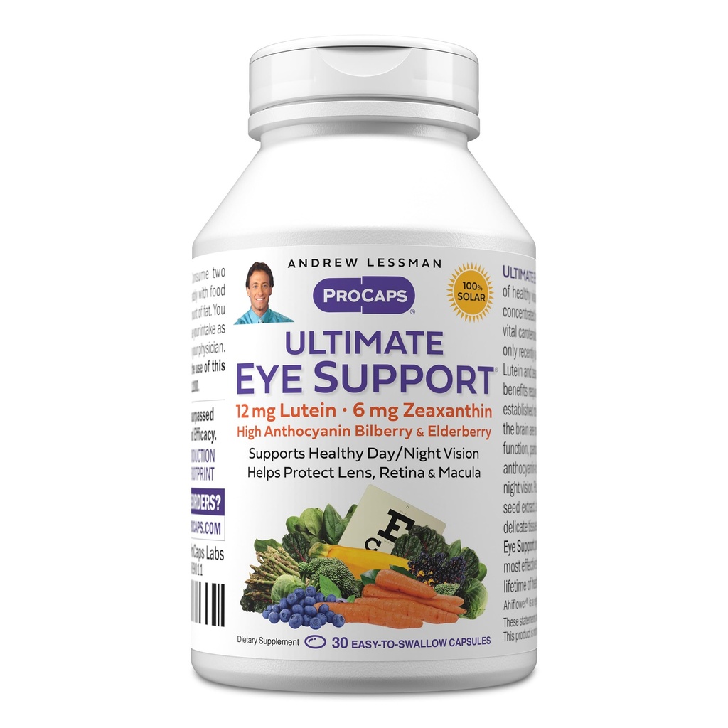 Andrew Lessman Ultimate Eye 支持 30 Softgels - 12mg Lutein, 6mg Zeaxanthin, Bilberry, 支持眼部健康和促进健康视野的关键营养剂. 没有附加物。 容易吞软胶