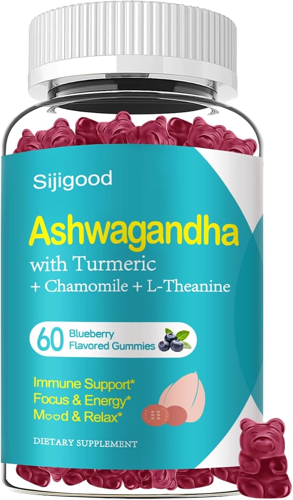 Ashwagandha Gummys, 支持豁免, 放松, Ashwagandha 男女补编, 天然蓝莓火焰, 60 Counter