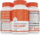遗产 井眼 糖果眼 维生素 配Lutein, Zeaxanthin, Calcium, Biotin, 铜, 锌药 + 支持老年人的视觉健康 + 眼片来自屏幕时间过多,干眼补充剂
