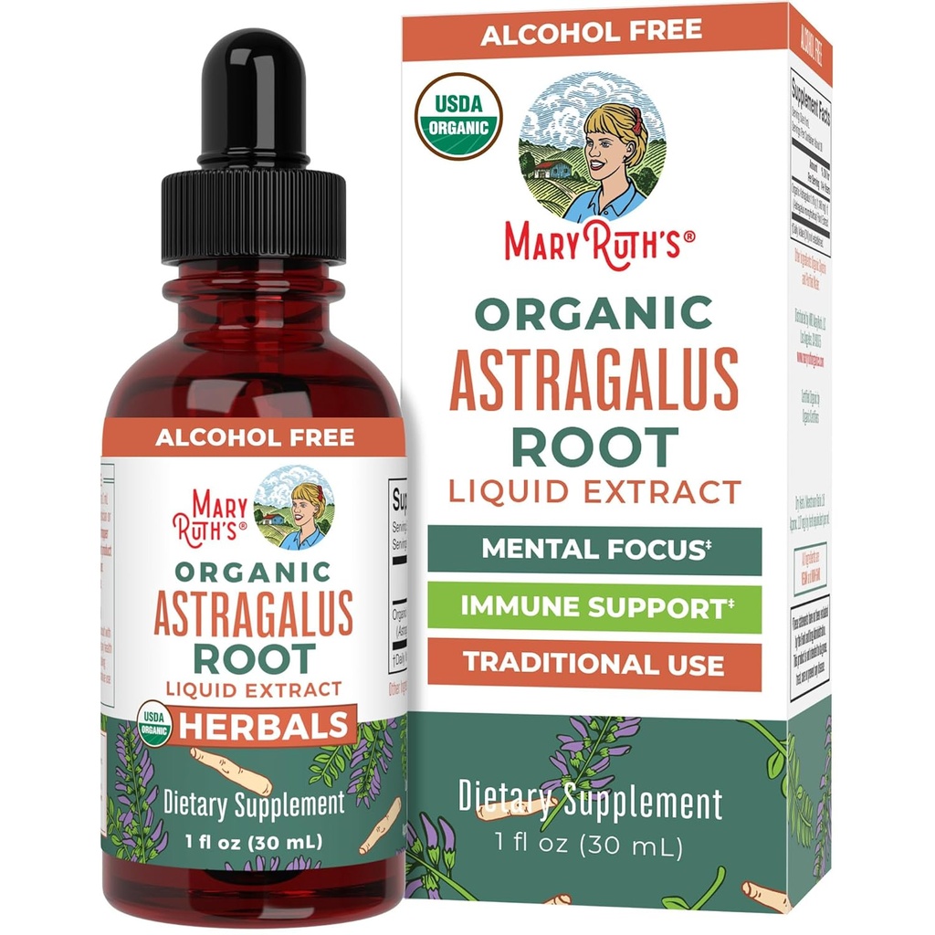 MaryRuth 有机体 Astragalus 根,无糖,USDA 有机体,Astragalus 用于免疫支持和聚焦的提取,草液滴,Non-GMO,Vegan, 1 Fl Oz