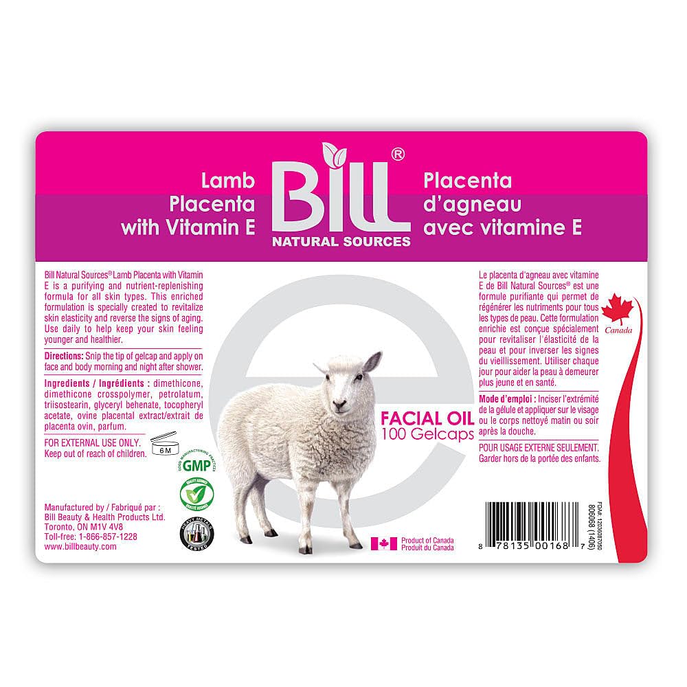 Sources Lamb Placenta with Vitamin E, 100 Gelcaps - rejuvenates dull skin cells and revitalizes skin cells elasticity