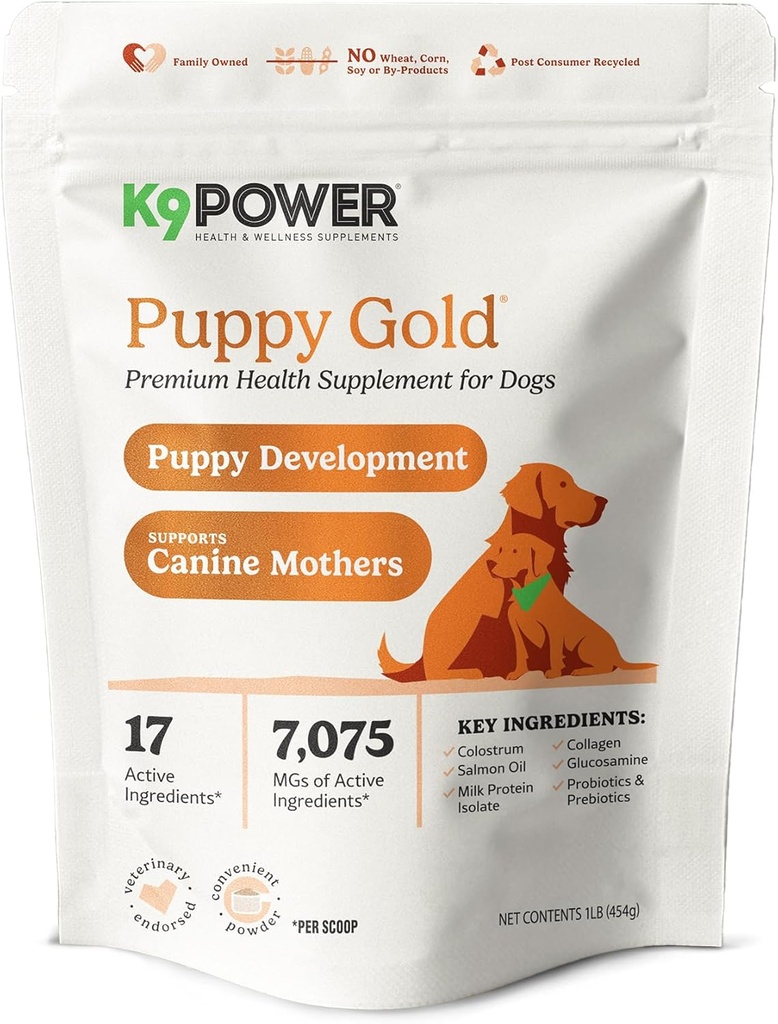 K9 Power Pippe Gold 1 lb - 育婴母亲补充剂 - 健康成长和发展的基本营养剂 - 45 Scoops