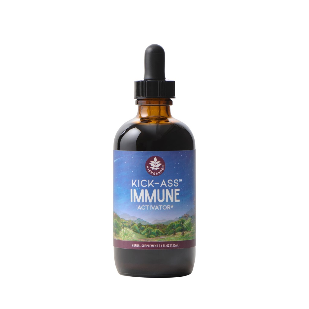 WishGarden Herbs Kick-Ass Immune Actionator - 草药Immune 支持成年人,植物型Immune助推器和Immune Defense w/Echinacea & Goldenseal,快速豁免助推器,4oz