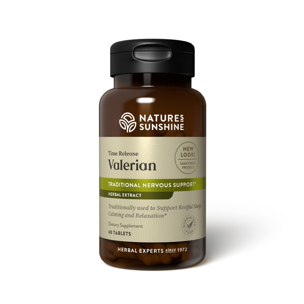 自然之光 Valerian 根提取时间发布, 60 Capsules QQ 草药补充促进放松, 支持睡眠, 交付自然神经系统支持