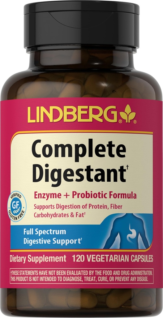 Lindberg 完全消化剂多酶公式,含有Pancreatin和Btain 氯化氢,120 Capsules