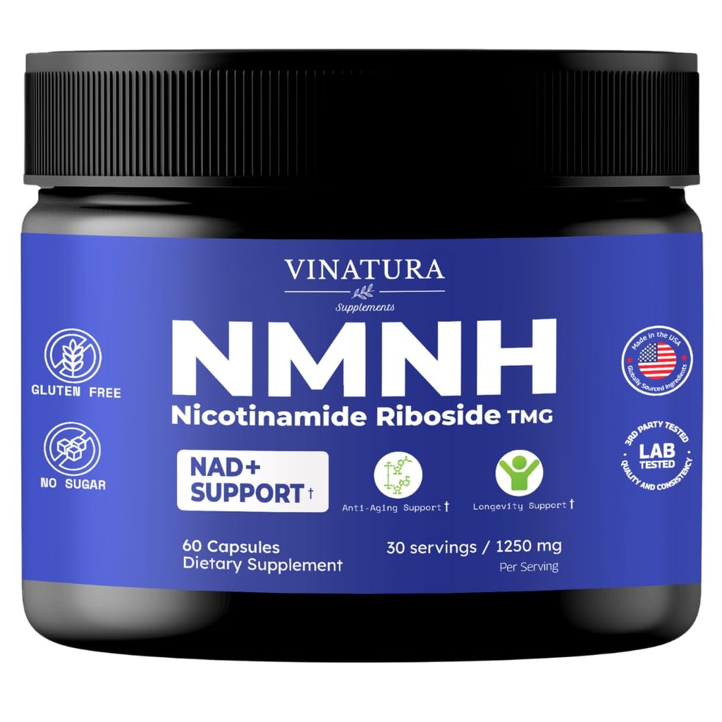 VINATURA NMNH(NMN补充替代品) Nicotinamide Riboside & TMG - NAD 抗衰老补充剂 - 60 Capsules