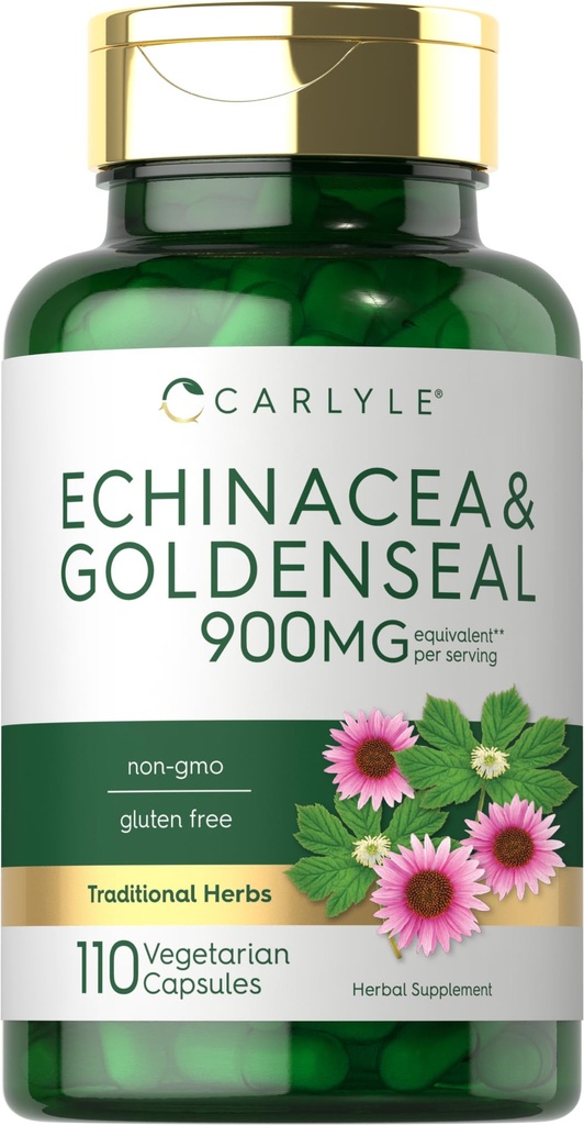 Carlyle Echinacea Goldenseal Capsules 110 伯爵 =900 mg = 蔬菜,非GMO, Gluten Free