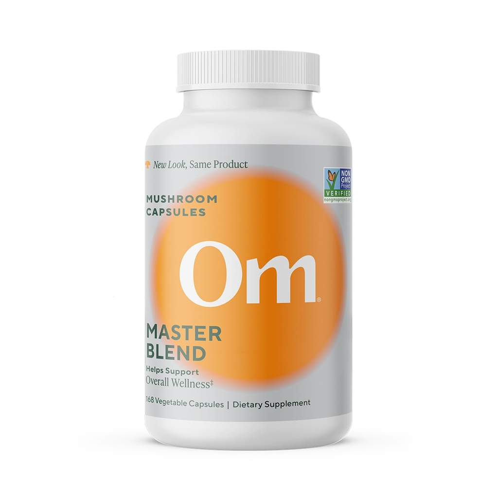 OM 主 混合蘑菇 Capsules - 有机蘑菇补充品,配有10个蘑菇和Ashwagandha – 支持豁免,Gut健康与压力救济,168 Counter(56名服务员)