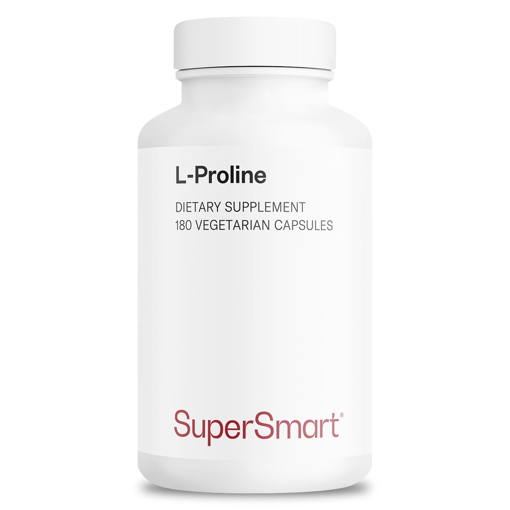 Supersmart - L-Proline Supplement 3000mg per Day (Amino Acid) - Normal Collagen Production - Skin, Hair, Nails & Joint Nutrition | Non-GMO & Gluten Free - 180 Vegetarian Capsules