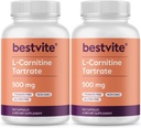 BESTVITE L-Carnitine Tarrate 每卡普尔500毫克(240卡普尔)(120x2) - 无 Stearates - 非转基因 - Gluten Free