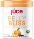 Júce Belly Bliss, Peachy Greens, 30 servings, Probiotics + Greens, Bloating Support with Plant-Based Digestive Enzymes, Dietary Supplement Powder - By Terra Kai Organics