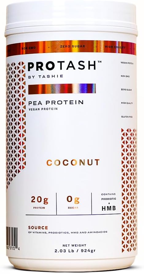 TASHAE的Vegan蛋白粉 - 有机植物基蛋白粉配有BCAA,HMB & Probiotics,零糖,非GMO,Gluten Free,NSF认证,28 services - Coconut 蛋白粉