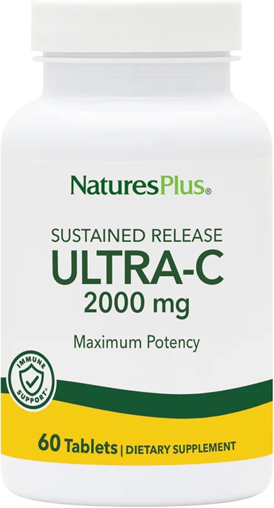 Natures Plus Ultra-C 2000 mg - 60 片 - 配有玫瑰皮的维生素C - Immune & Antioxidant Support - 蔬菜,Gluten Free - 60 services