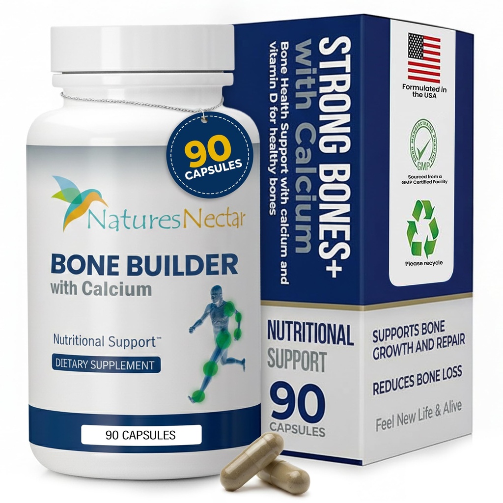 Nature's Nectar Bone & Joint Supplements for Men and Women – 支持骨质健康,强力和与钙,维生素D,镁和 Strontium – Bone 构建器公式 最大吸收 – 90 Caps