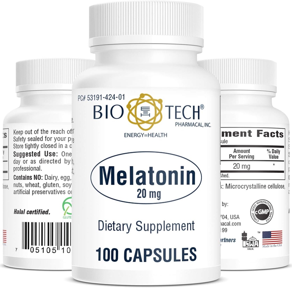 生物-技术药剂厂Melatonin(20毫克,100卡普勒)