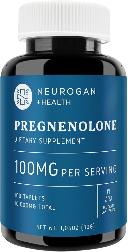 Neurogan Pregnenolone补充剂-每服100毫克-100片-天然丙酮支持荷尔蒙平衡与健康衰老-非GMO-在美国制造