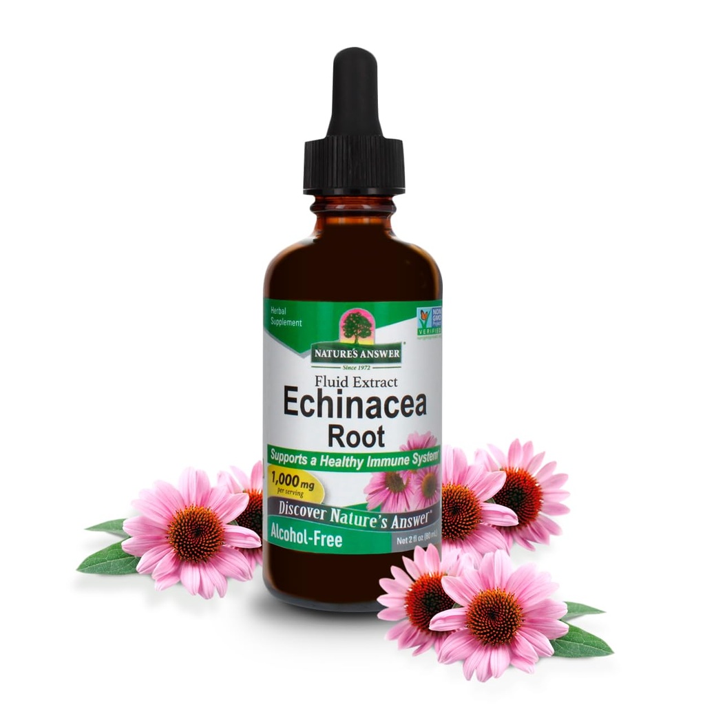 自然之答 Echinacea 解析 QQ支持健康免疫系统 QQ Vegan, Gluten无酒精,非GMO & Kosher 认证 QQ 2oz