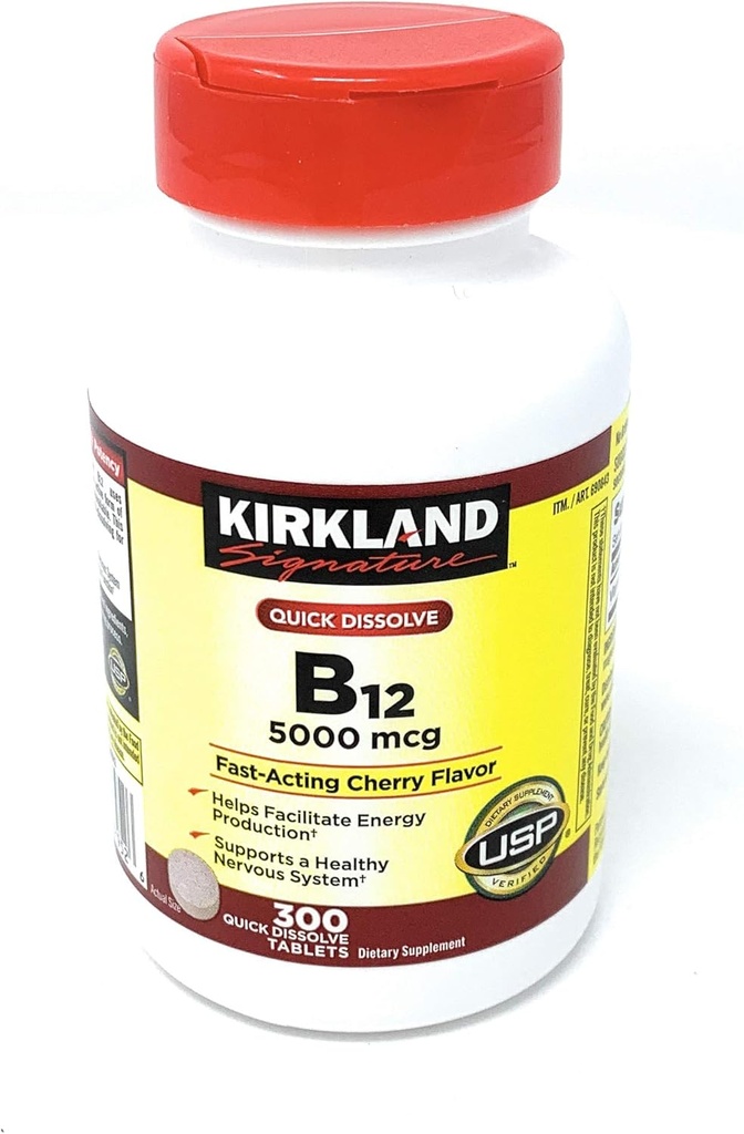 Kirkland 签名快速溶解 B- 12 5000 mcg, 300 平板电脑