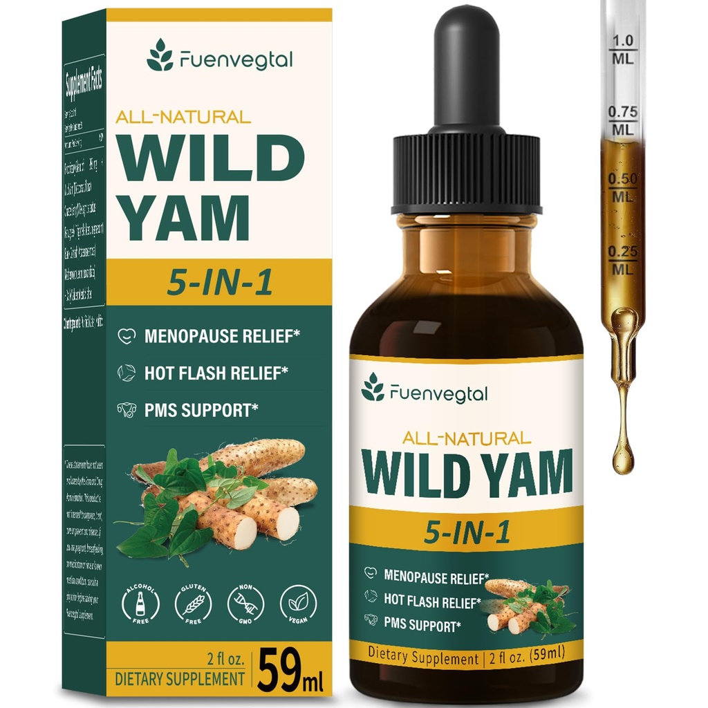野生亚姆根提取滴,带有Fenugreek & Motherwort Herb的女子补充剂,用于更年期救济和PMS支持. (原始内容存档于2018-09-29) (英语). Fenogreco y Ñame Salvaje para la Menopausia. 2oz.