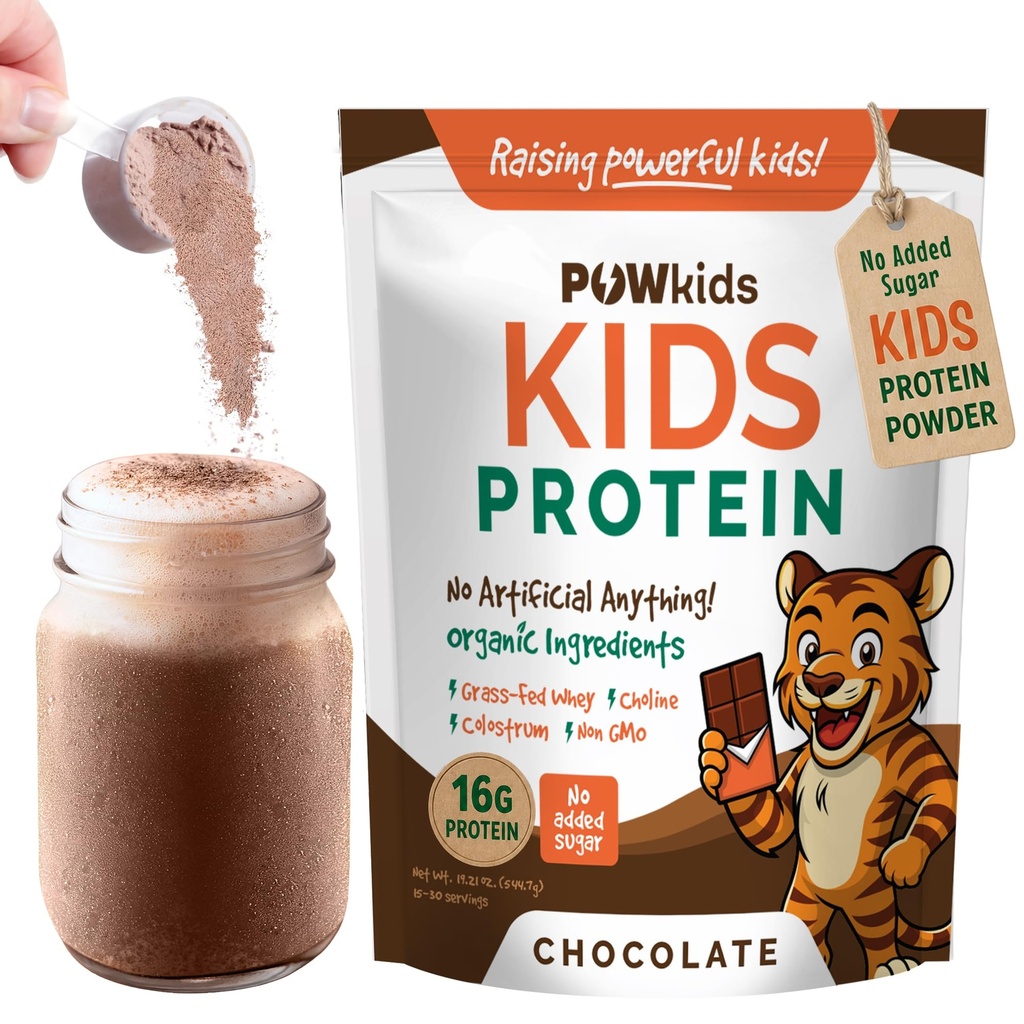 Kids Protein Shake Powder 16g – 零糖,有机成份, 草翅蛋白 – Calcium & Choline for Bone Starity and Brain Development, Protein Shake, 15–45 Services – 巧克力