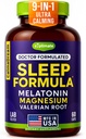 9-in-1 梅拉托宁成人睡眠援助——美国制造,用梅拉托宁5mg和108mg镁进行实验室测试 睡眠——TRAACS, Ashwagandha, Valerian Root, GABA, 5HTP, 草药睡眠补编, Vegan, 60 Caps
