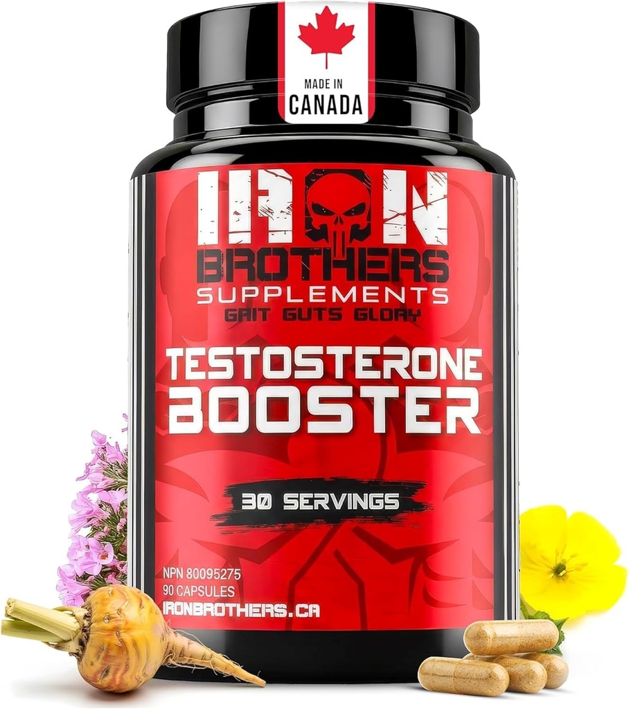 铁兄弟公司为男子提供Testosterone助推,90 Capsules | Testosterone Supplements for Men 增强肌肉生长 | 雌激素阻塞 | 促进脂肪损失和增加性能 - 30天