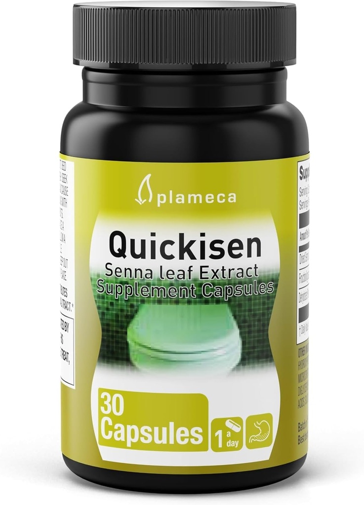Plameca Quickisen Laxative Capsules,《不定期便秘的救济》,《自然塞纳摘录》,《支持肠道健康》,《饮食补充》,《无乳品》,30本Capsules