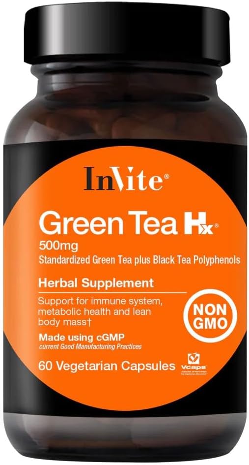 邀请健康 - 绿色茶Hx - 固定的绿色茶+黑色茶酚 - 60个蔬菜卡普尔 - 30天供应(1)