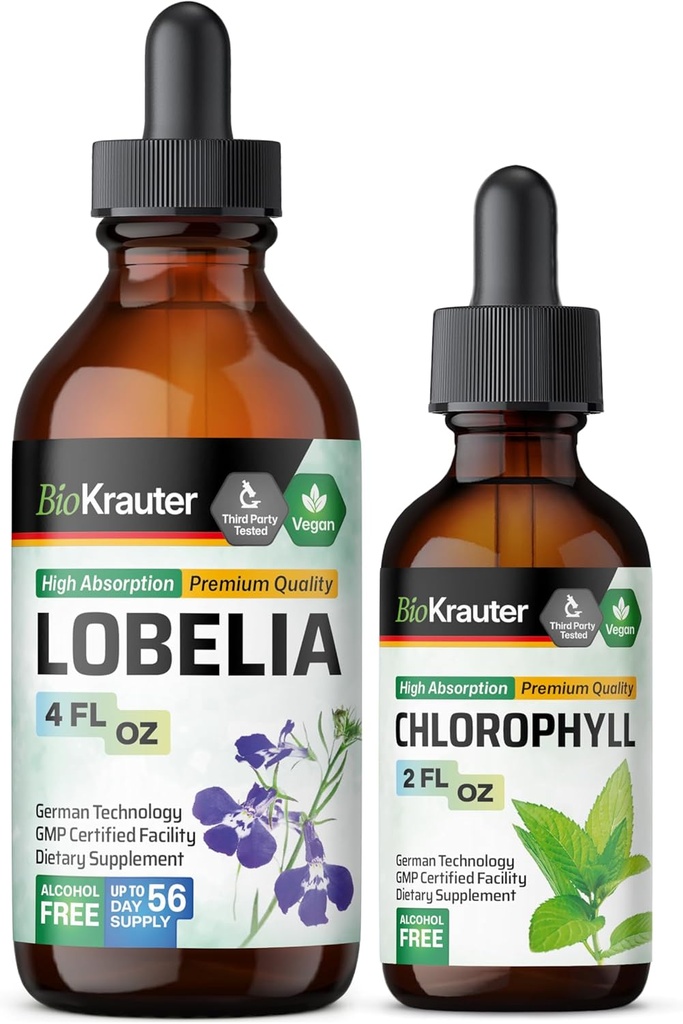 BIO KRAUTER Lobelia Tincture 4 Fl. Oz. & 氯phy Tincture 2 Fl. Oz.
