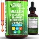 清洁的Nutra Mullein滴液用于肺脏 有机氯化物 液态爱尔兰海苔、螺旋藻、利科瑞斯、Tart Cherry Loberia、Motherwort & Merderberry Mullein Leaf 提取丁香 女性补编