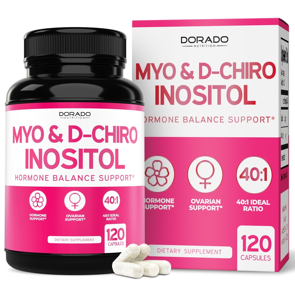 Myo-Inositol & D-Chiro Inositol 妇女补编(120 Capsules, 2050mg Per Accering Idese 40:1 比率 Myo Inositol) 妇女霍尔莫内平衡 -- -- 第三方测试,Vegan Safe & USA Made -- -- 120个计数