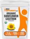bulk Assupports.com 有机葵花莱西辛粉 - 葵花莱西辛补充剂 营养补充剂 食物品级 - Vegan & Gluten Free,每服2.4g,500g(1.1磅)(一包)